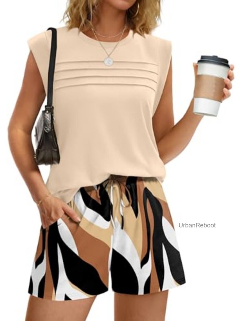 Two Piece Short Sets for Women Sleeveless Lounge Vacation Outfits with Pockets